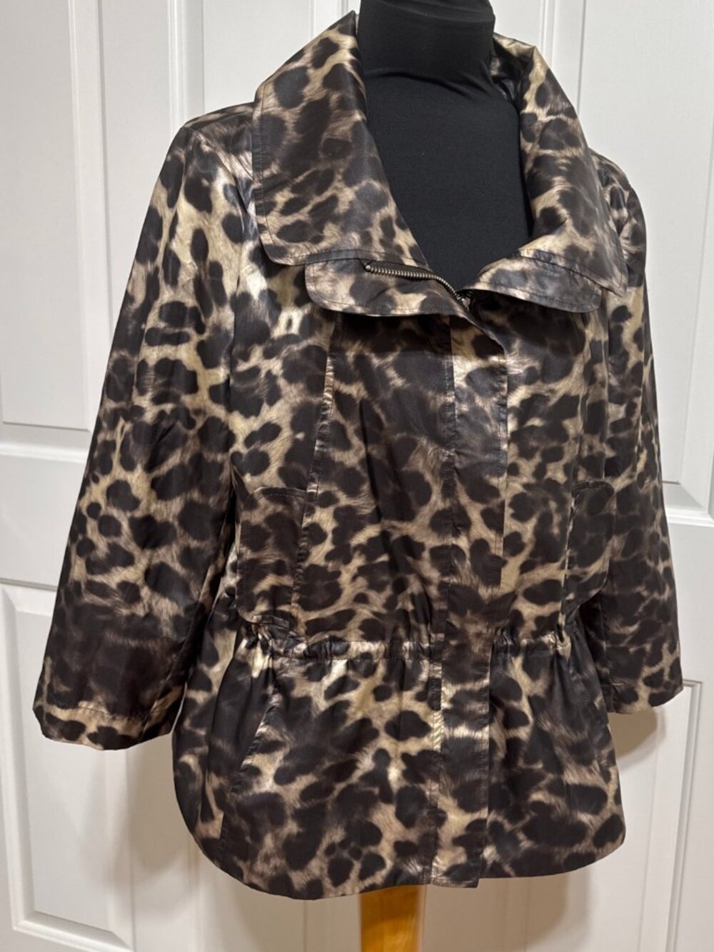 Peck & Peck Weekend short Trench Coat light Jacket Zip 3/4 sleeves Size L